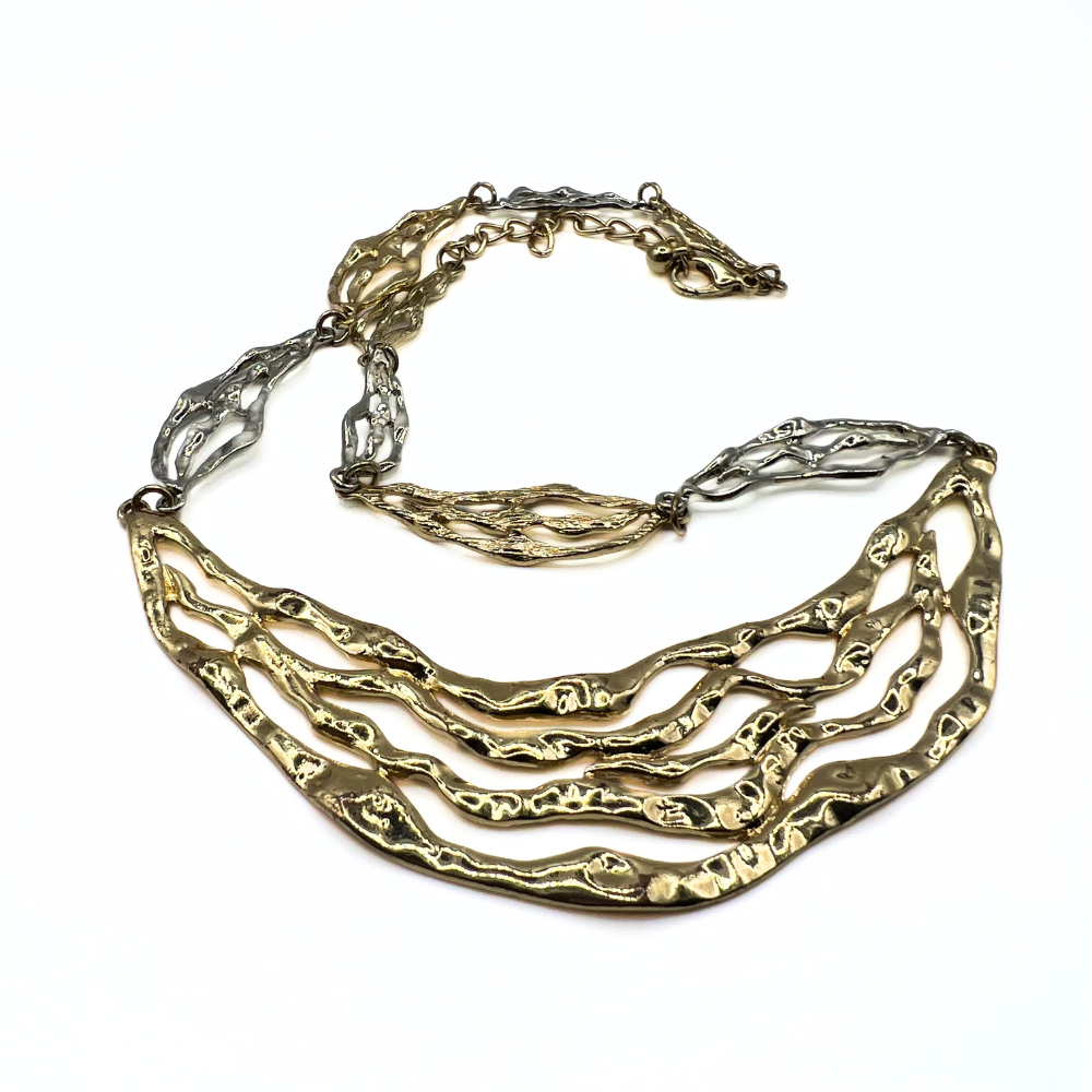 Vintage Two-Tone Wavy Link Necklace