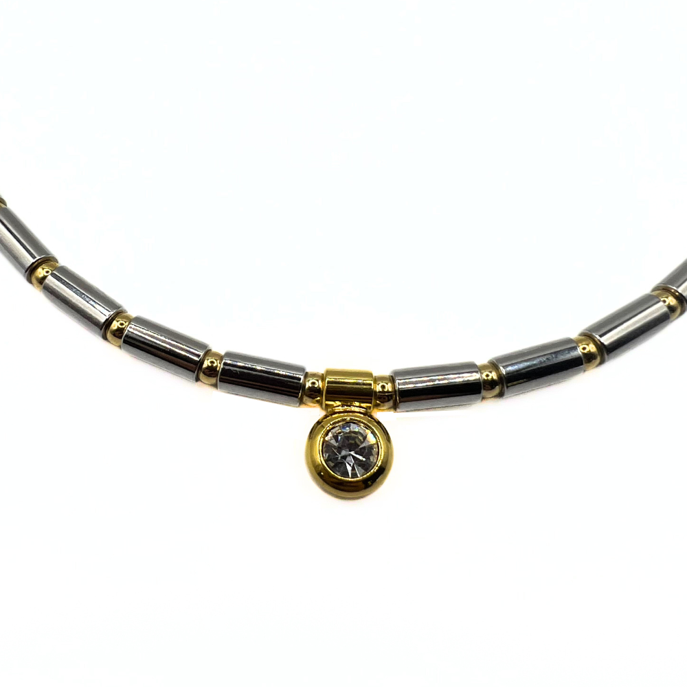 Vintage Two-Tone Barrel Necklace