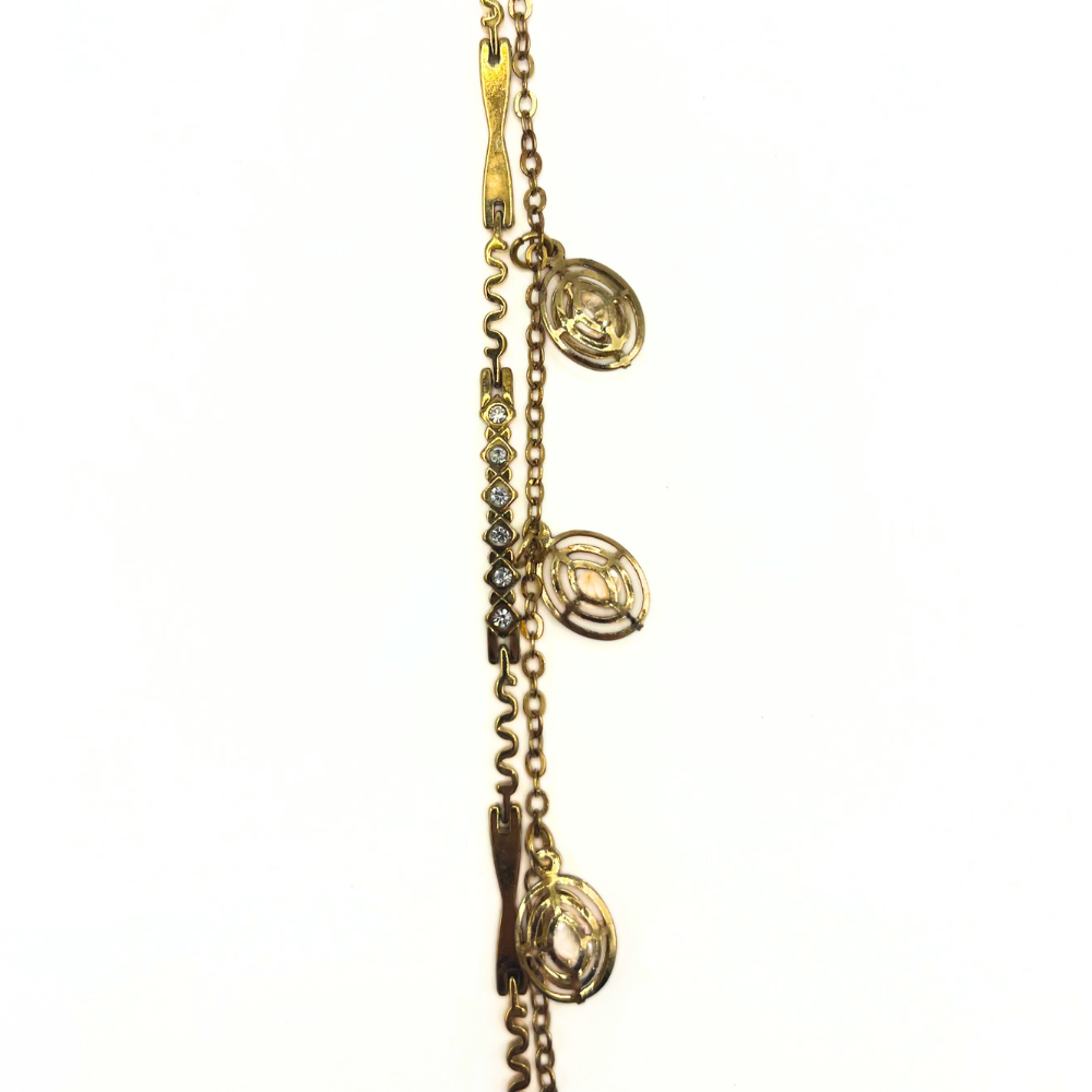 Vintage Gold-Tone Crystal Gemstones Bracelet