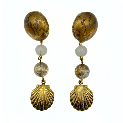 Vintage Gold Shell Drop Earrings