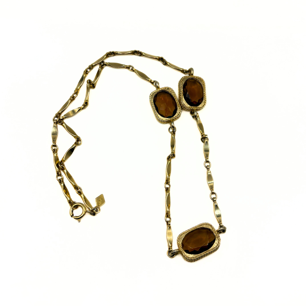Golden Amber Reworked Sarah Coventry Necklace