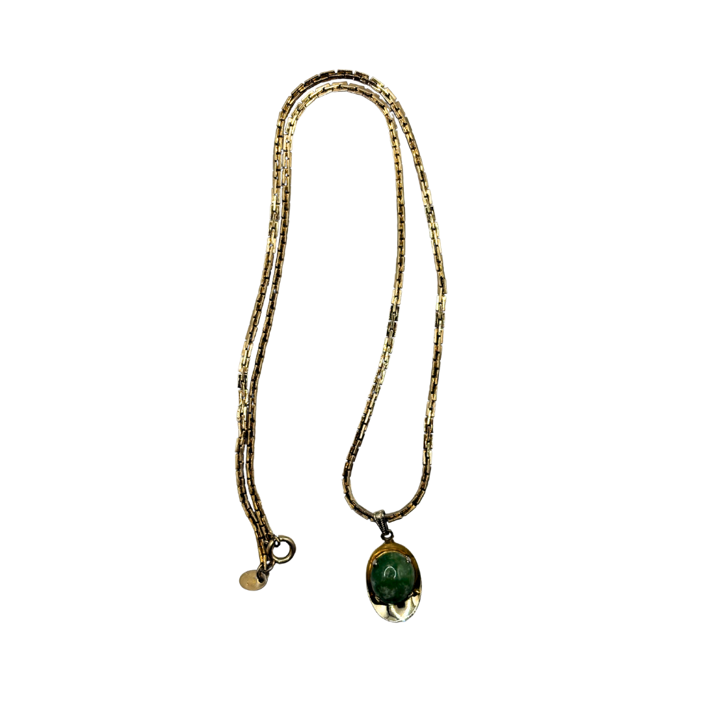 Vintage Green Glass Pendant Necklace