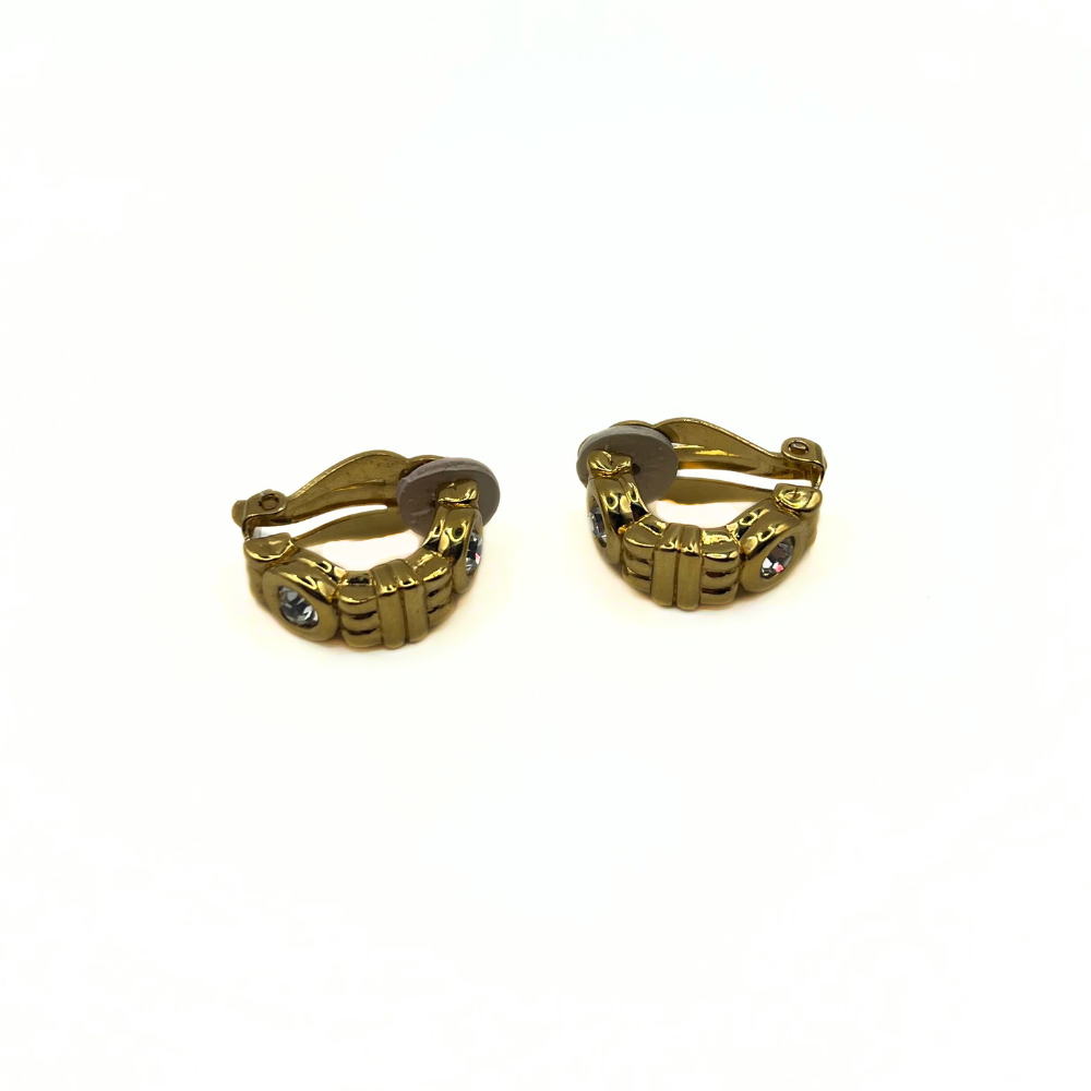 Vintage Gold Clip-On Gem Earrings