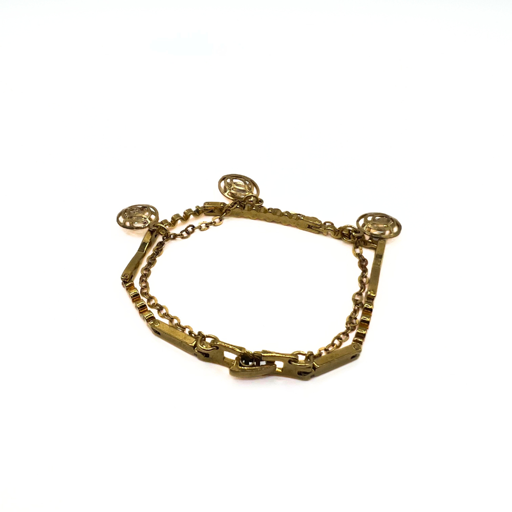 Vintage Gold-Tone Crystal Gemstones Bracelet