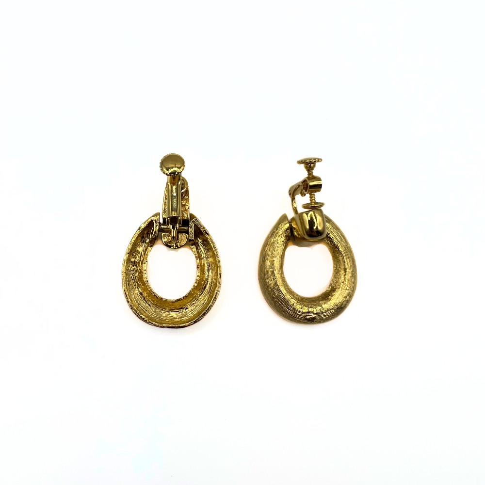 Vintage Textured Gold Clip-On Earrings