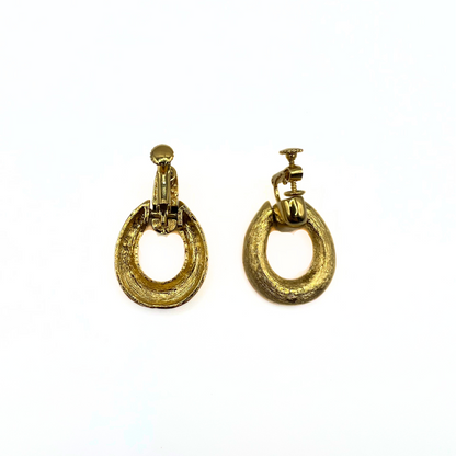 Vintage Textured Gold Clip-On Earrings