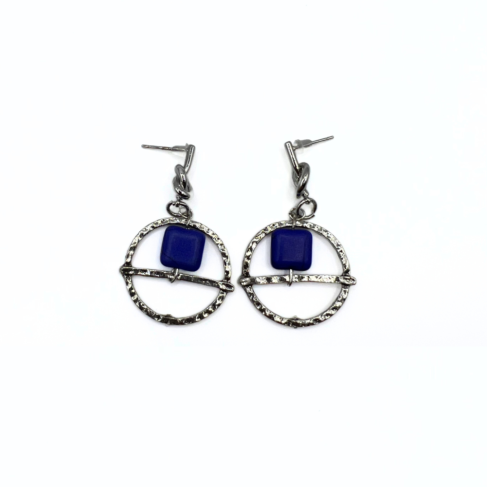 Reworked Silver Circle Drop Earrings