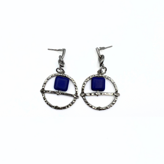 Reworked Silver Circle Drop Earrings