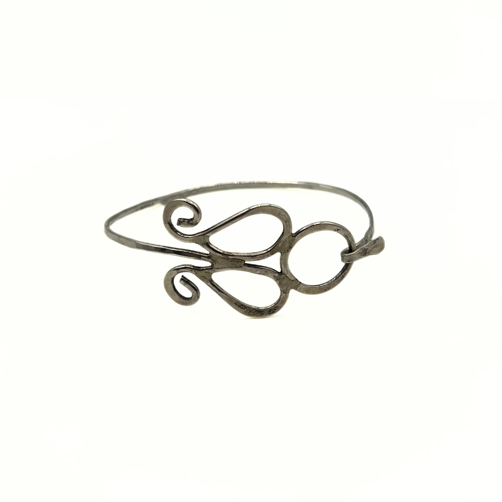 Vintage Silver-Tone Open Scroll Cuff Bracelet