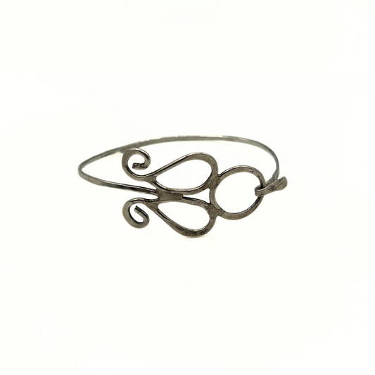 Vintage Silver-Tone Open Scroll Cuff Bracelet