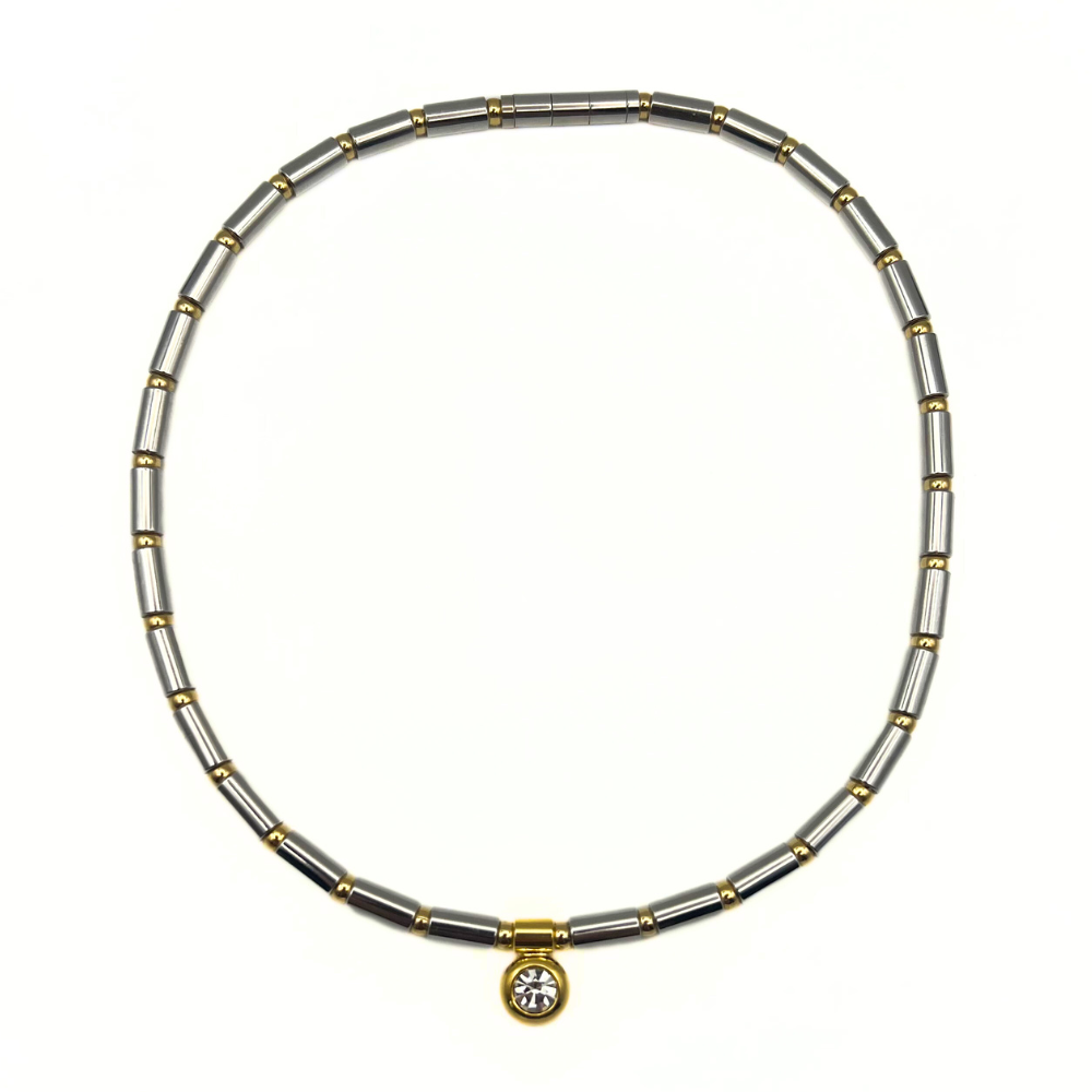 Vintage Two-Tone Barrel Necklace