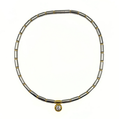 Vintage Two-Tone Barrel Necklace
