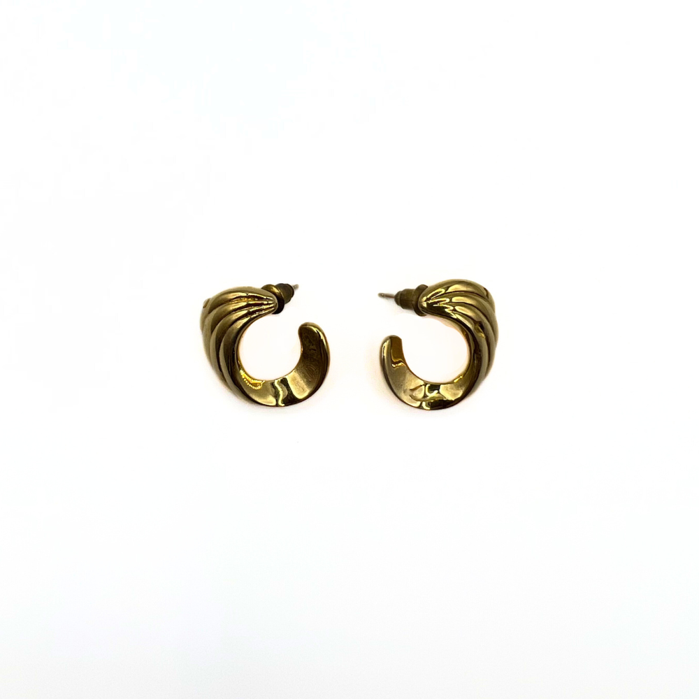 Vintage Gold Wave Hoop Earrings