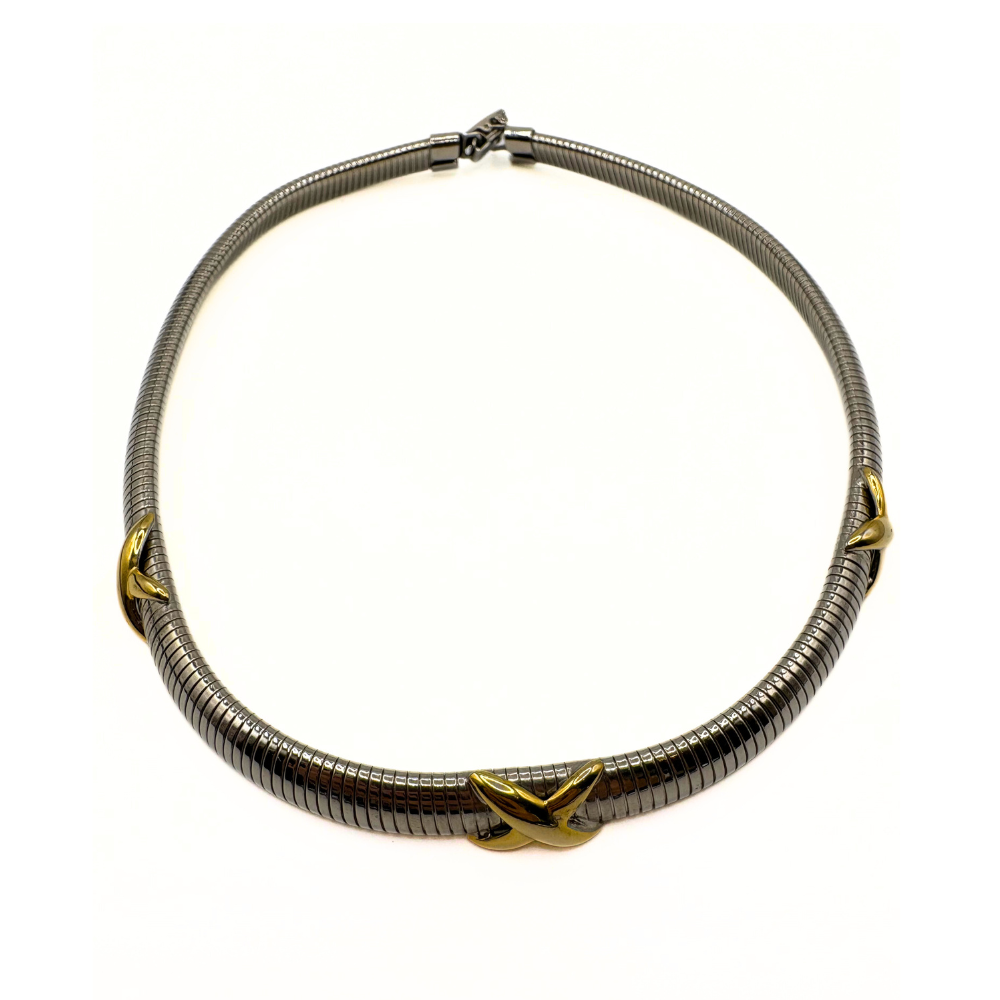 Crossed Paths Silver Collar Necklace