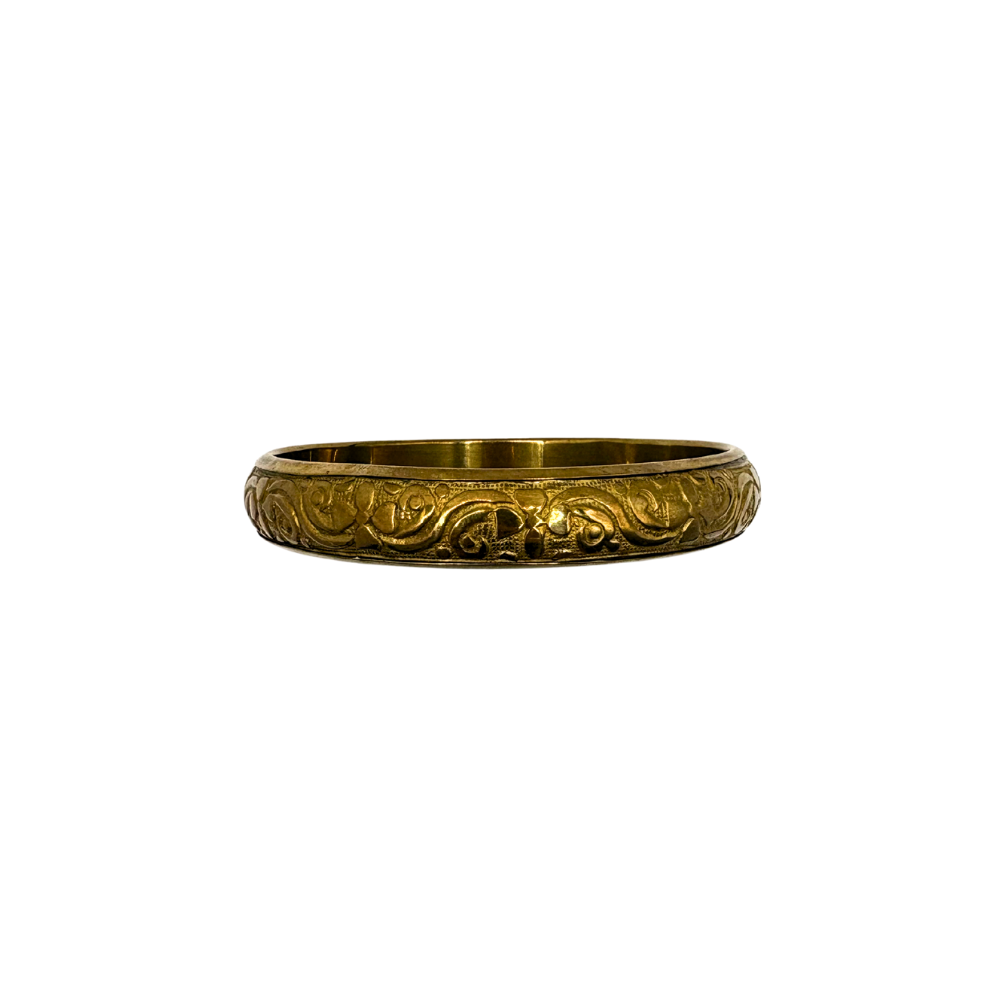 Engraved Floral Brass Bangle