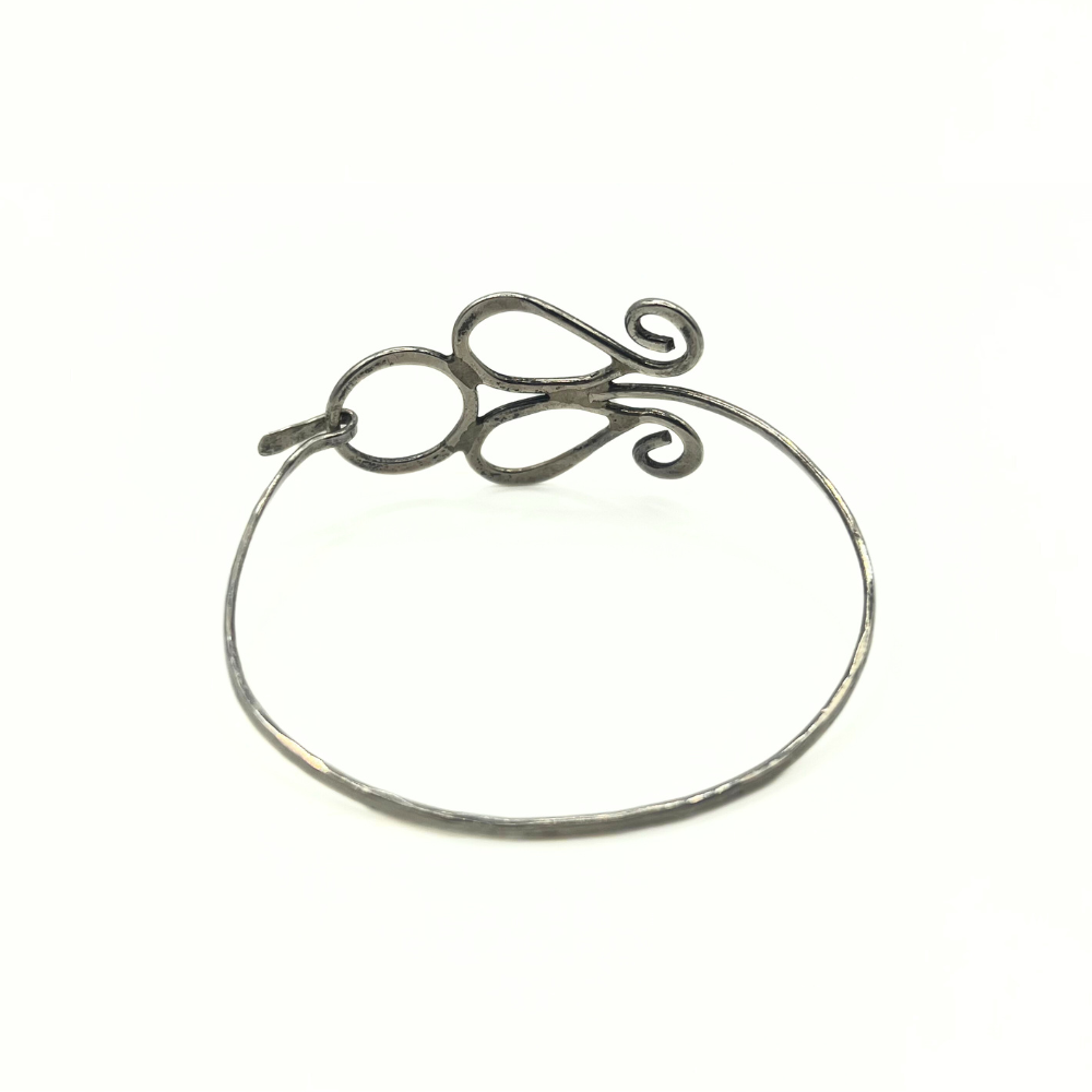 Vintage Silver-Tone Open Scroll Cuff Bracelet