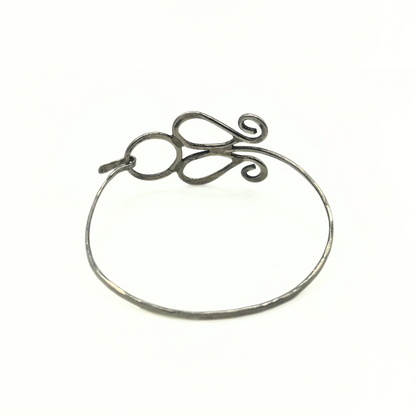 Vintage Silver-Tone Open Scroll Cuff Bracelet