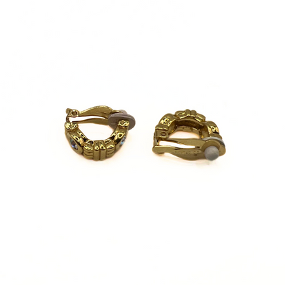 Vintage Gold Clip-On Gem Earrings