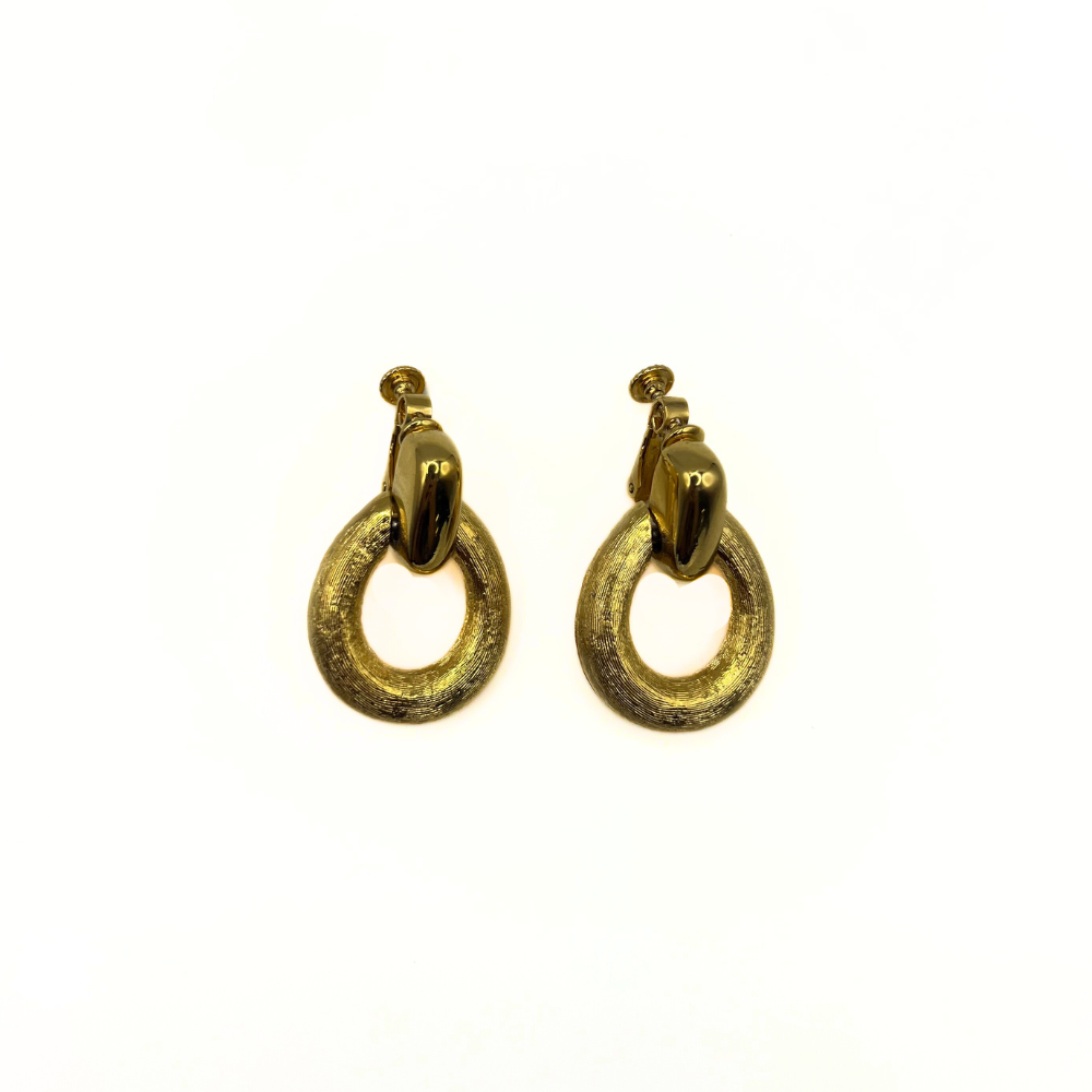 Vintage Textured Gold Clip-On Earrings