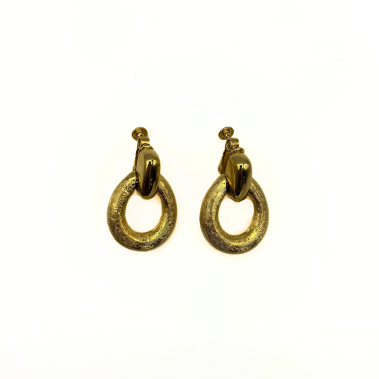 Vintage Textured Gold Clip-On Earrings