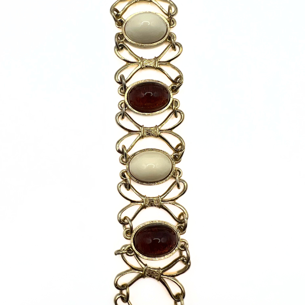 Vintage Gold Link Gemstone Bracelet