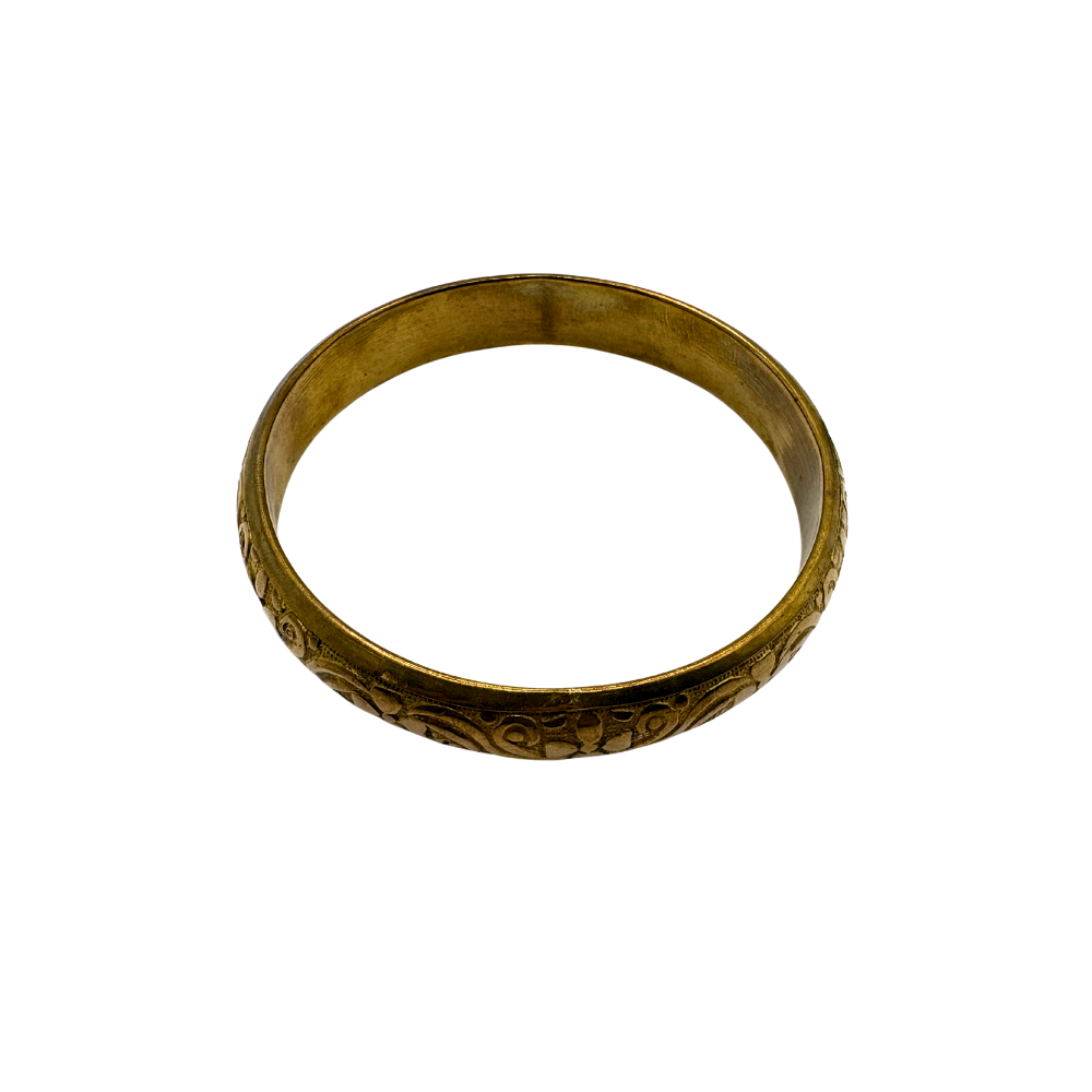 Engraved Floral Brass Bangle