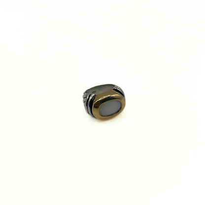 Vintage Two-Tone Oval White Stone Ring