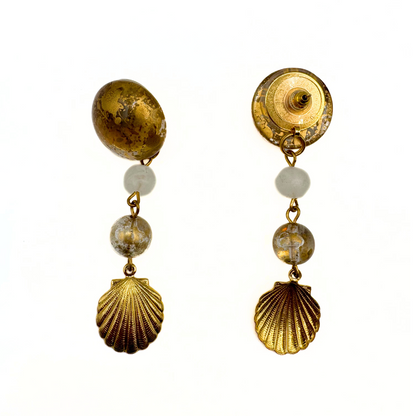 Vintage Gold Shell Drop Earrings