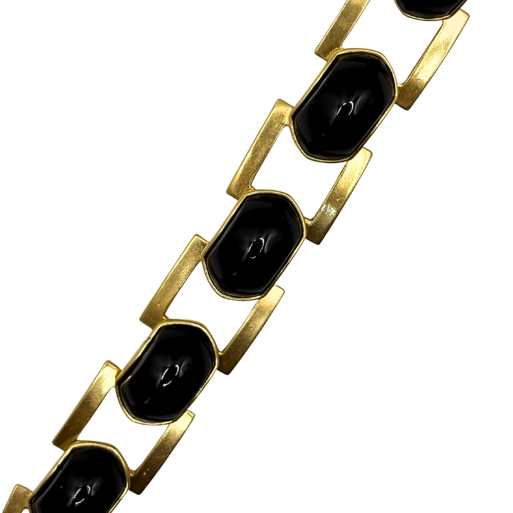 Black Cabochon Link Bracelet