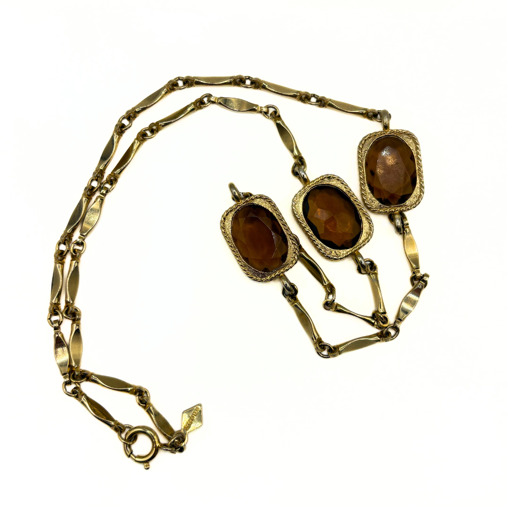 Golden Amber Reworked Sarah Coventry Necklace