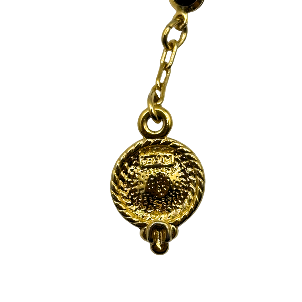 Vintage Korea Black Stone Drop Necklace