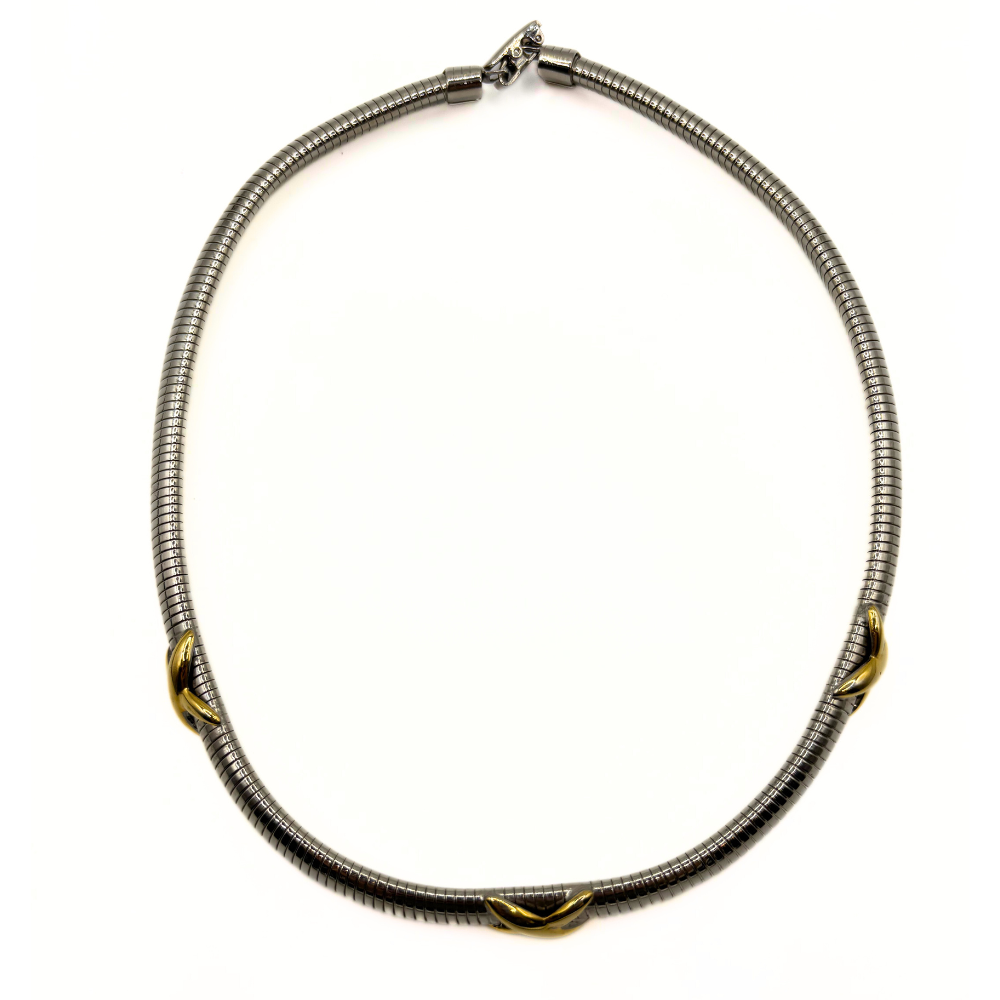 Crossed Paths Silver Collar Necklace