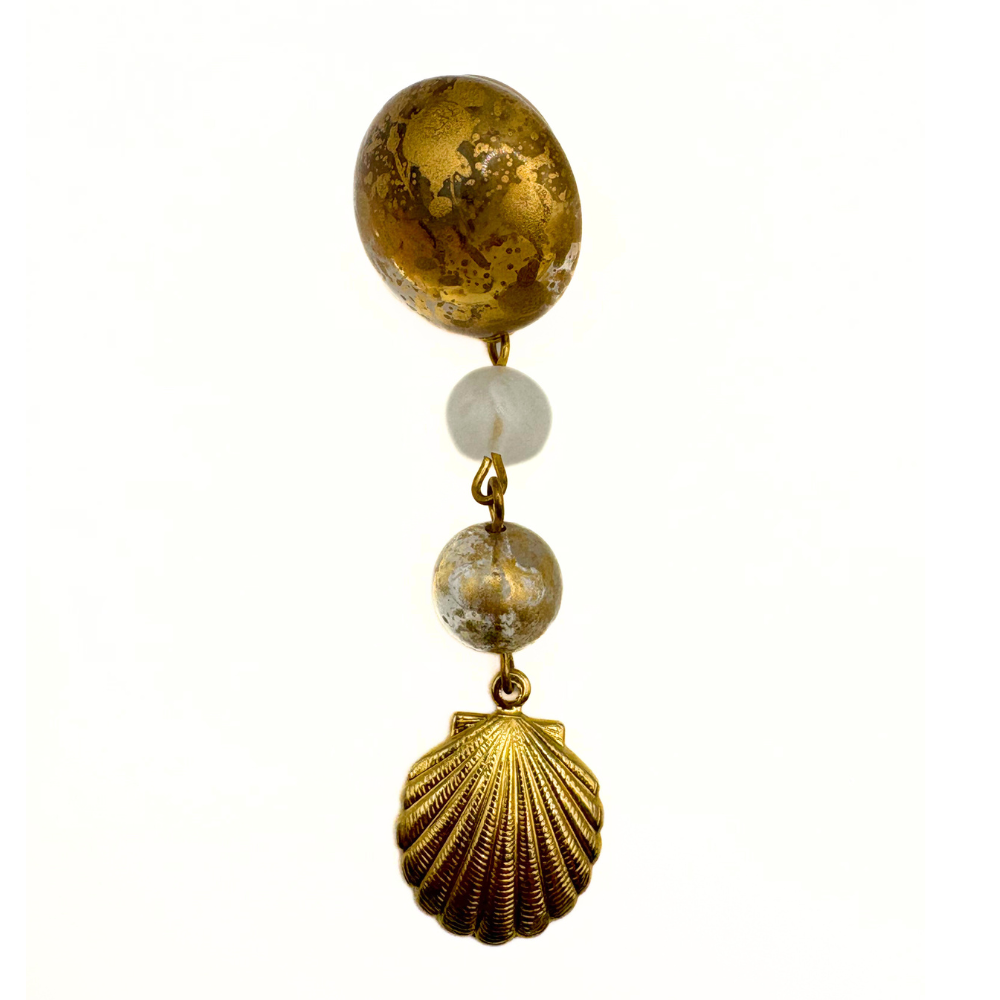 Vintage Gold Shell Drop Earrings