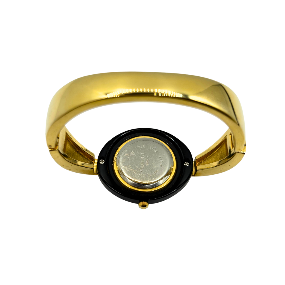 Cardini Gold & Black Enamel Watch Bangle
