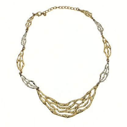 Vintage Two-Tone Wavy Link Necklace