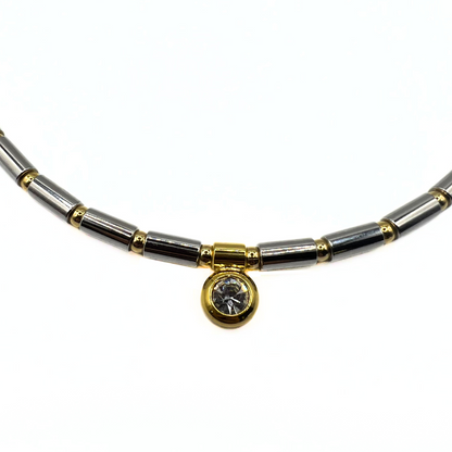 Vintage Two-Tone Barrel Necklace