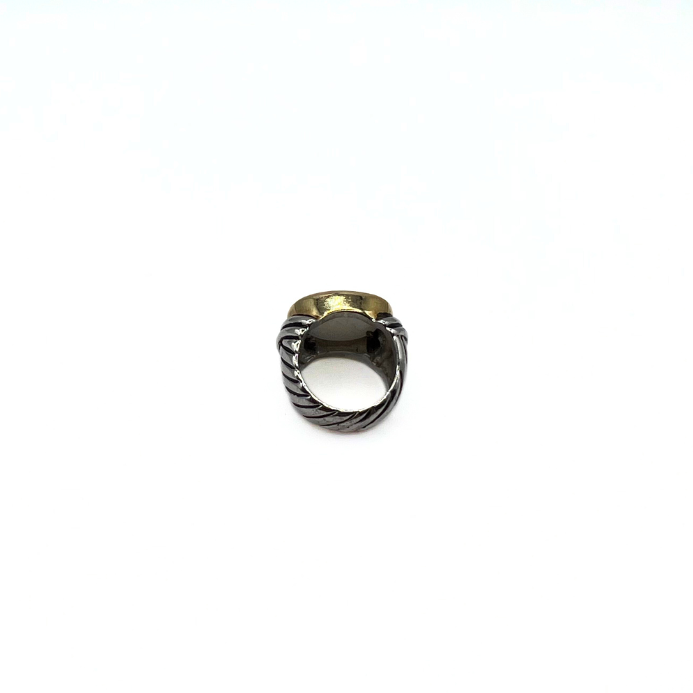 Vintage Two-Tone Oval White Stone Ring