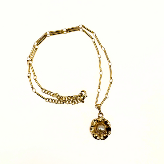 Vintage Pearl Charm Necklace