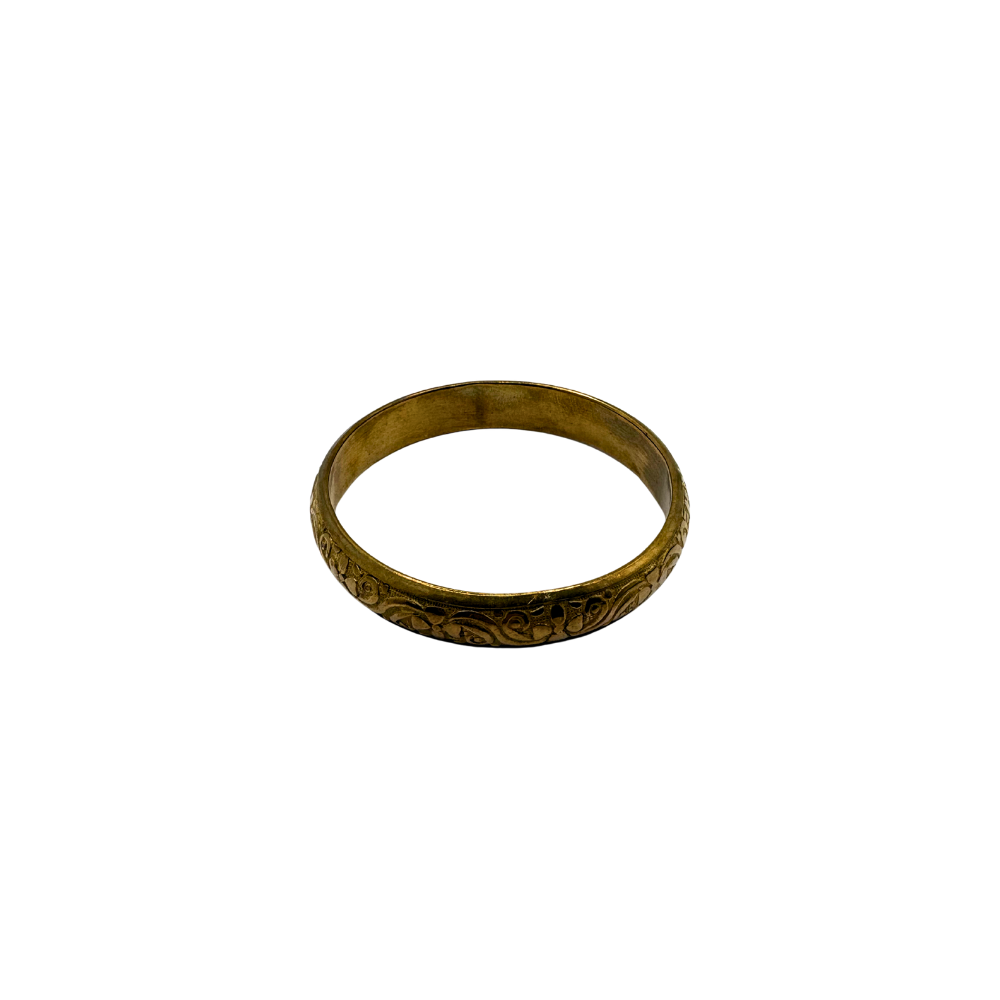 Engraved Floral Brass Bangle