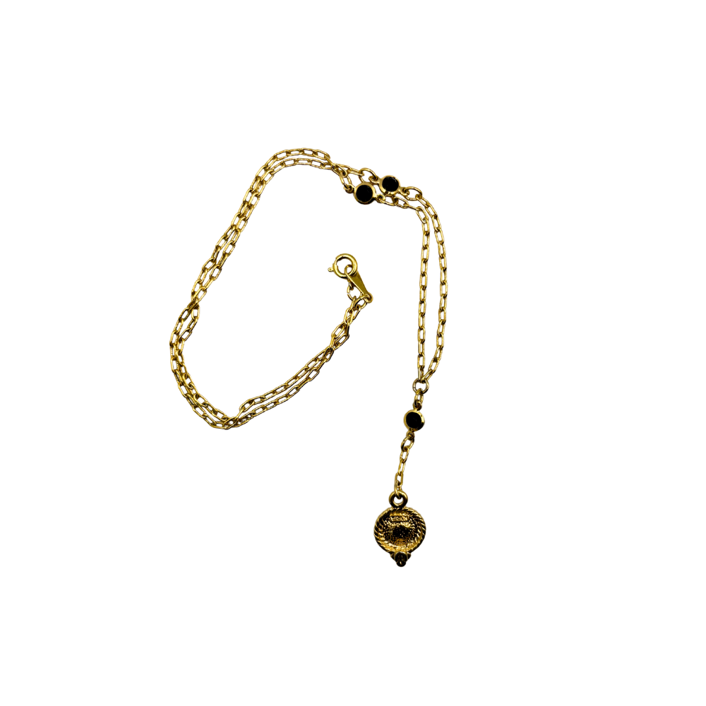 Vintage Korea Black Stone Drop Necklace