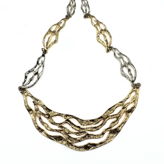 Vintage Two-Tone Wavy Link Necklace
