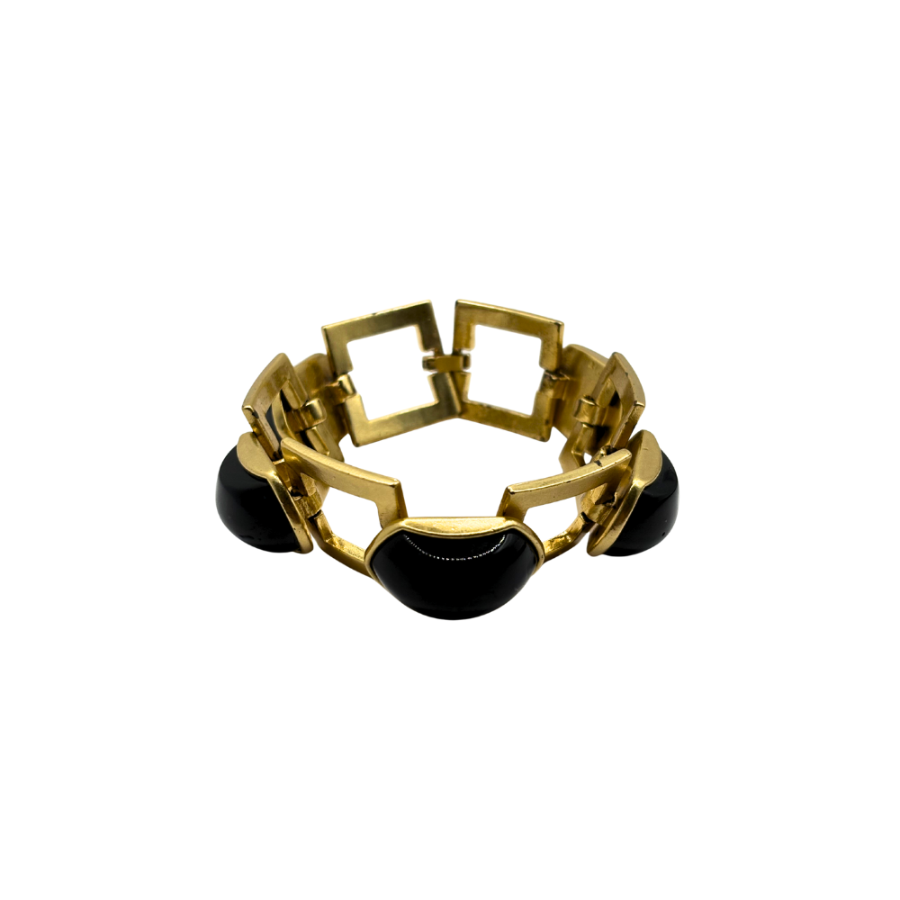 Black Cabochon Link Bracelet