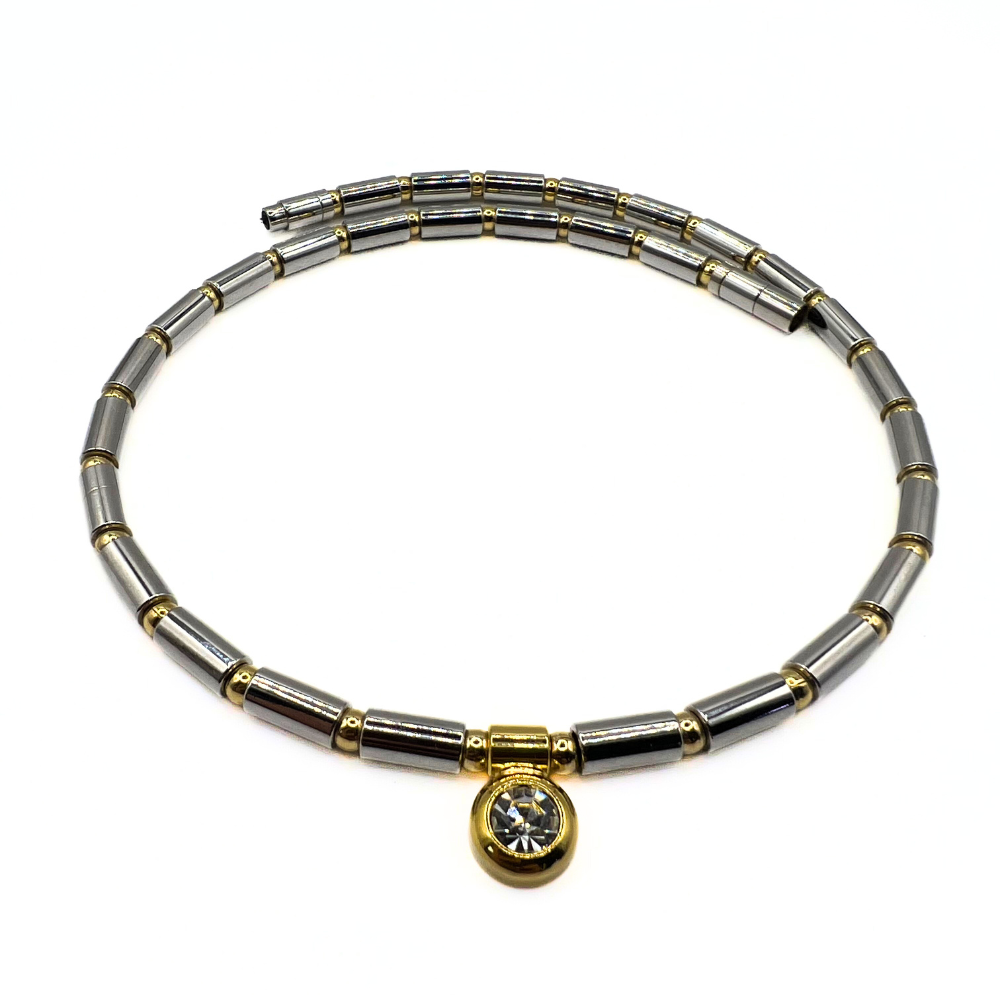 Vintage Two-Tone Barrel Necklace