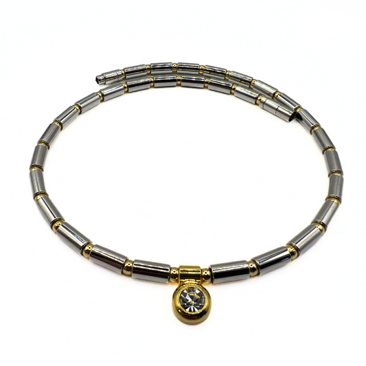 Vintage Two-Tone Barrel Necklace