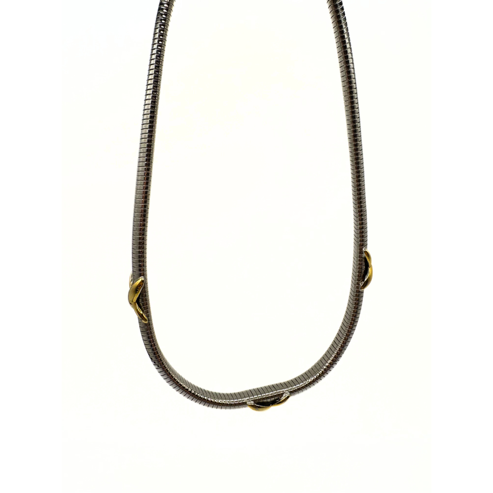 Crossed Paths Silver Collar Necklace