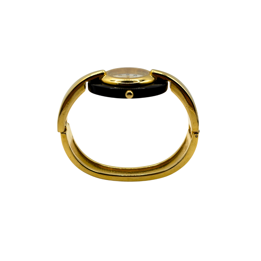 Cardini Gold & Black Enamel Watch Bangle
