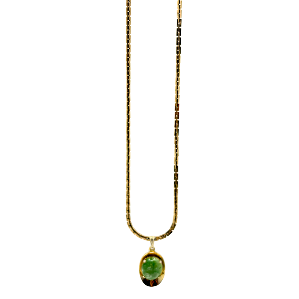 Vintage Green Glass Pendant Necklace