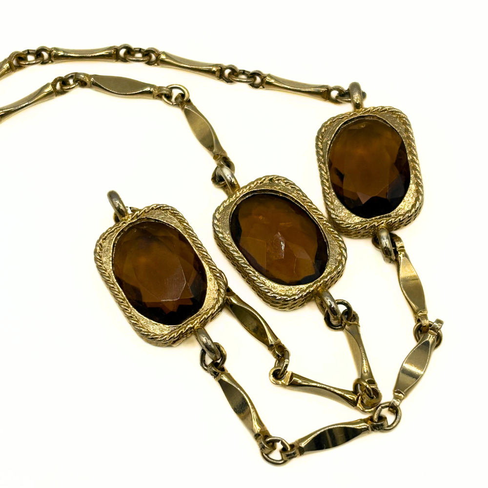 Golden Amber Reworked Sarah Coventry Necklace