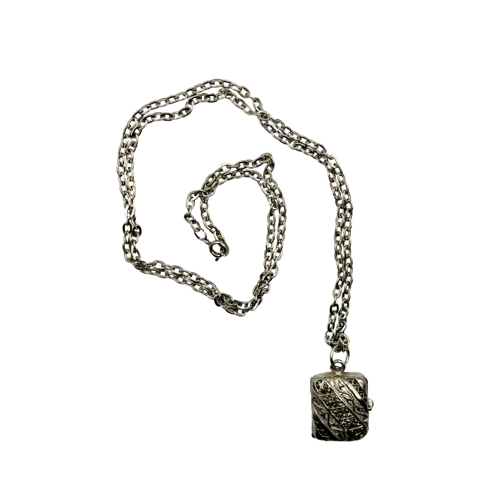 Silver Locket Pendant Watch Necklace