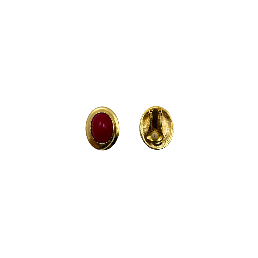 Red Cabochon Clip-On Earrings